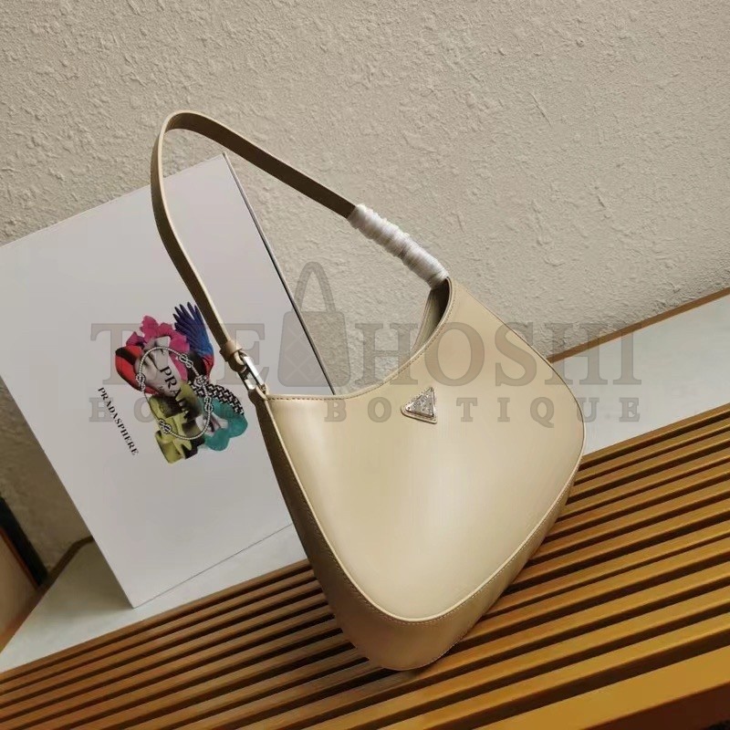 Pra*a Cleo Shoulder Small Bag In Beige Brushed Leather Master Quality