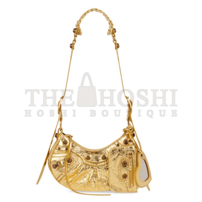 Ba1en*iaga Women Le Cagole XS Shoulder Bag Gold Metallized Arena Lambskin Master Quality