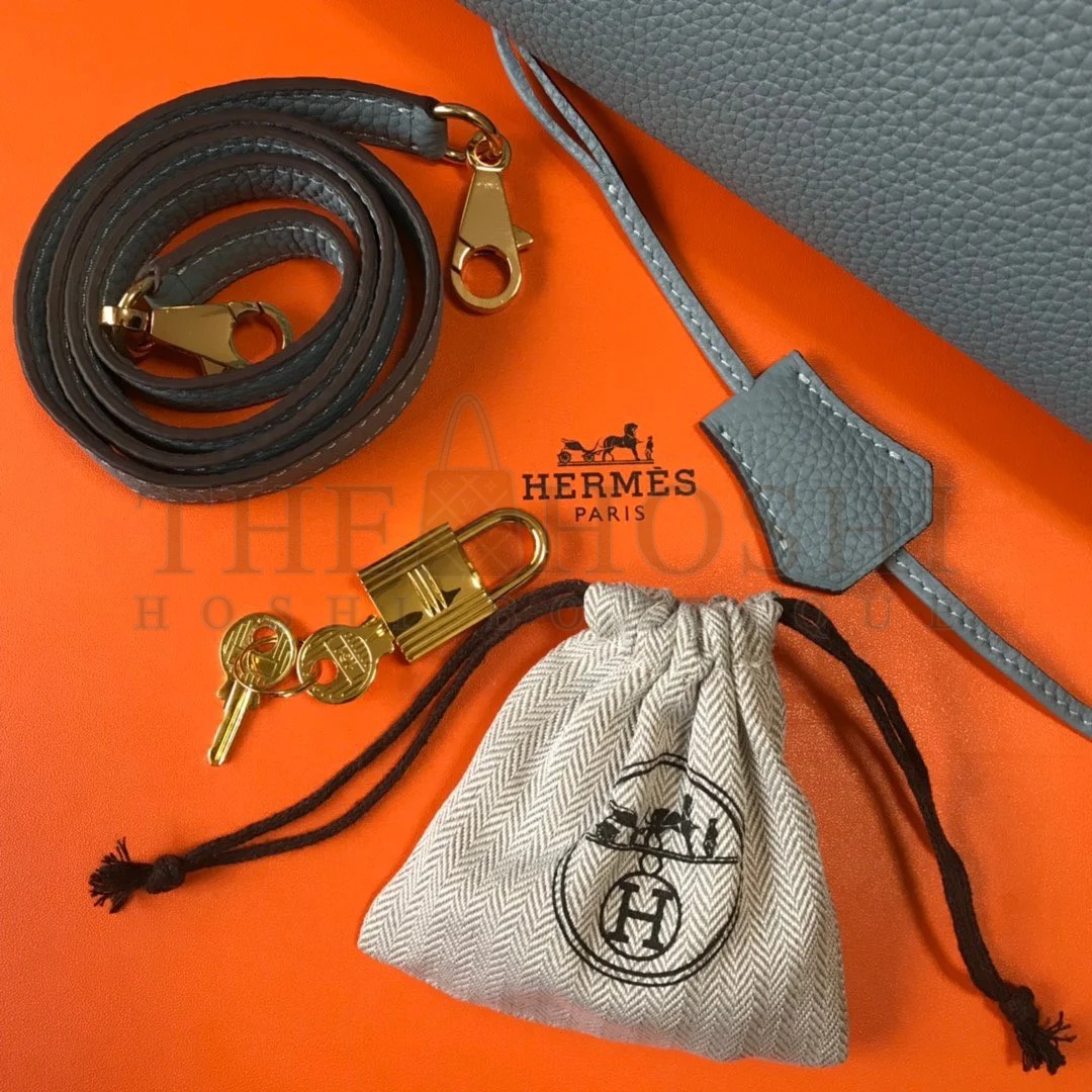 H**me5 Kelly 32cm Retourne Bag in Blue Lin Clemence Leather GHW Master Quality