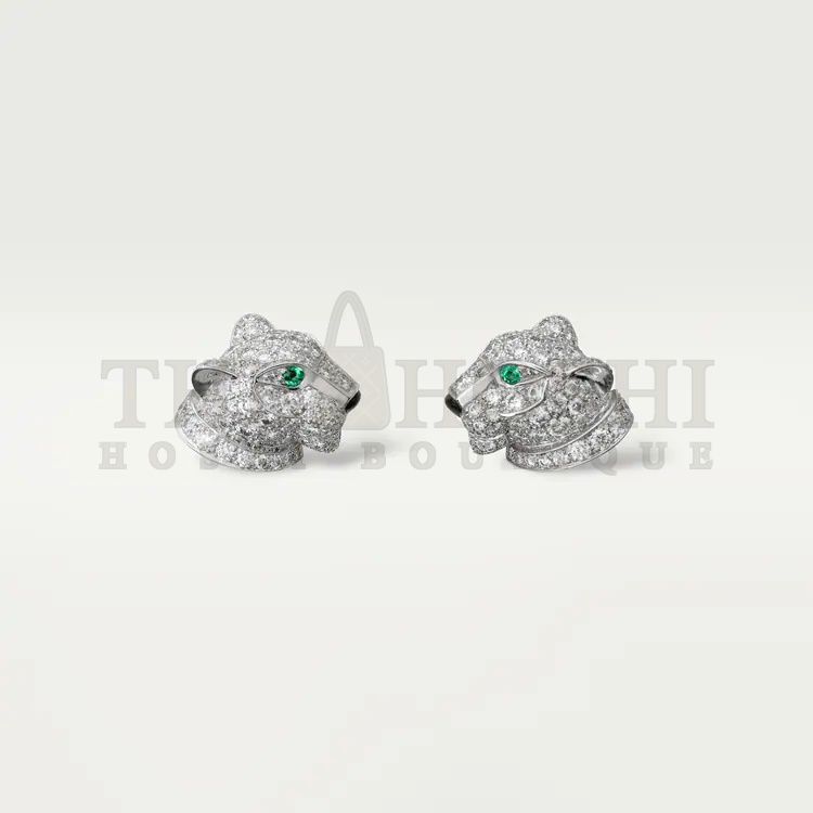 Ca*t1er Leopard Head Stud Earrings Full of D1am0nds,PANTHÈRE DE Ca*t1er EARRINGS Master Quality
