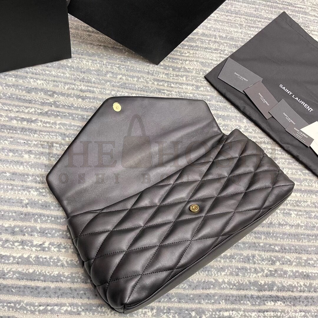 Sa1nt Lau*nt Sade Puffer Envelope Clutch In Black Lambskin Master Quality
