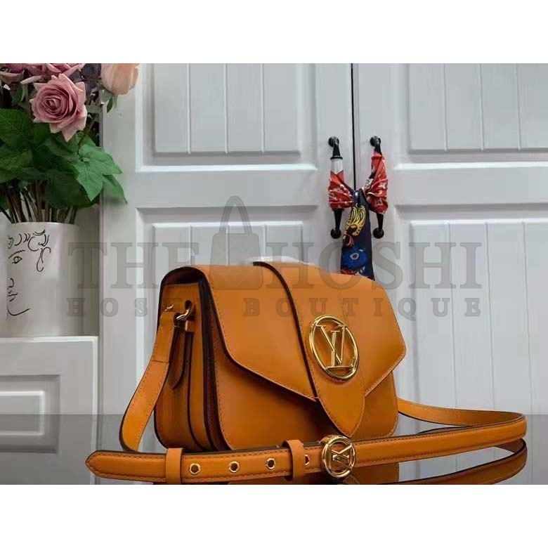 L0vis Vvtt0n LV Women Pont 9 Soft PM Handbag Yellow Grained Calfskin Cowhide Master Quality