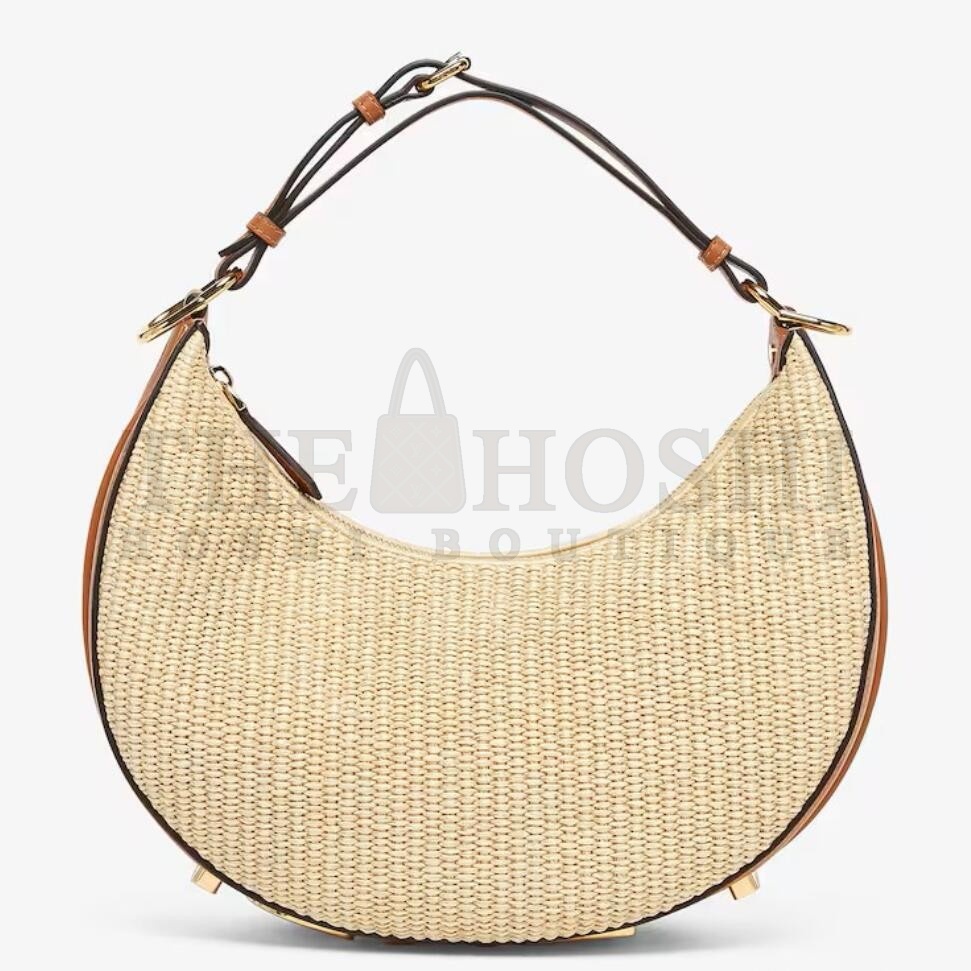 F**di F**digraphy Small Hobo Bag in Natural Raffia Master Quality