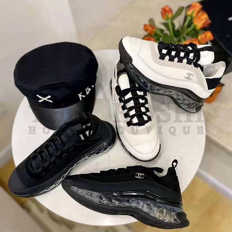 Ch**el Women Sneakers Suede Calfskin Velvet &amp; Grosgrain Black Master Quality