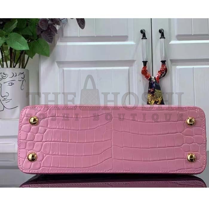 L0vis Vvtt0n LV Women Capucines MM Handbag Pink Crocodilien Brillant Savoir Faire Master Quality