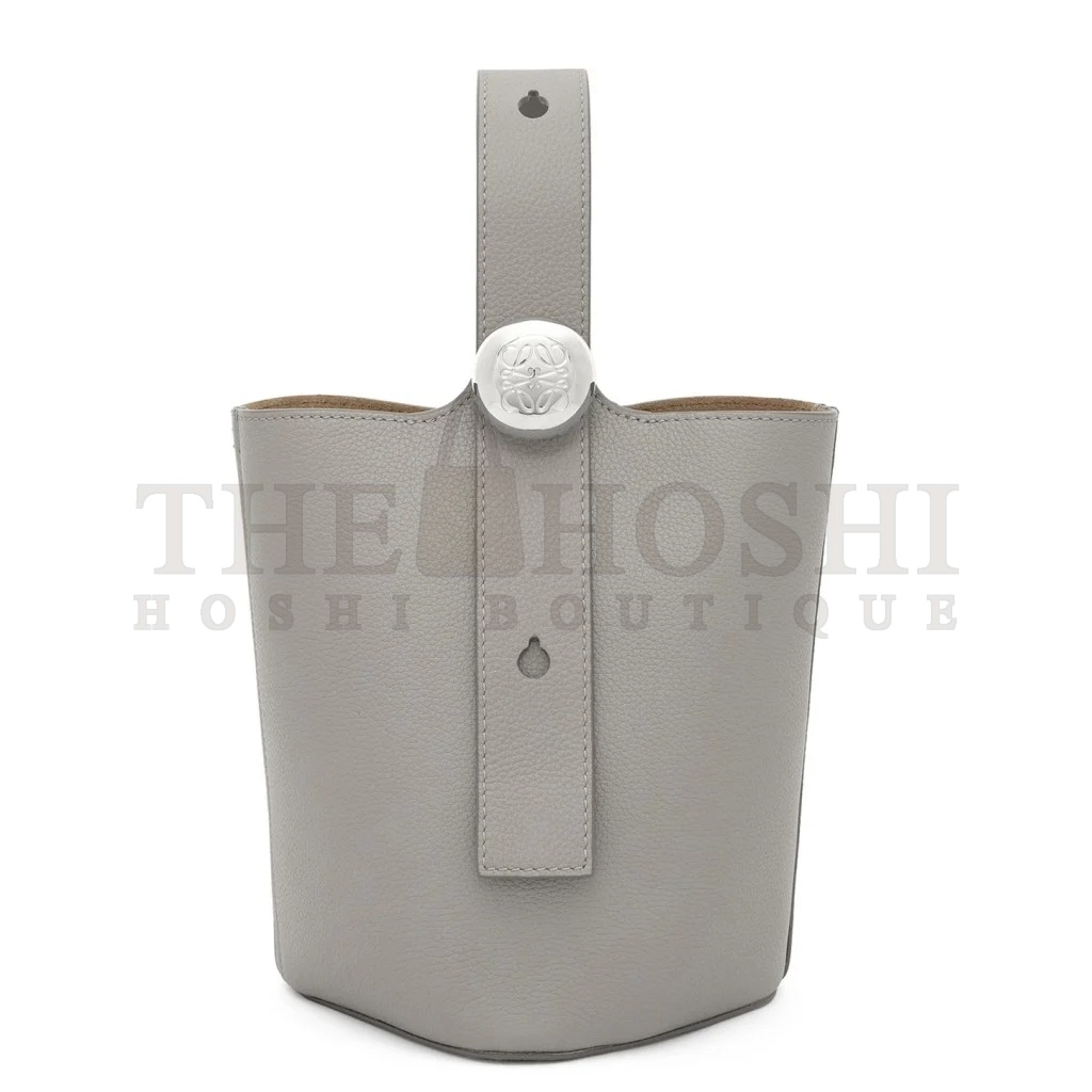 L0ew* Mini Pebble Bucket Bag in Grey Grained Leather Master Quality