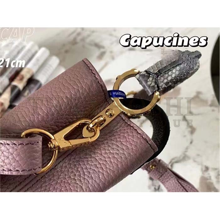 L0vis Vvtt0n LV Women Capucines Mini Handbag Taupe Taurillon Python Leather Master Quality