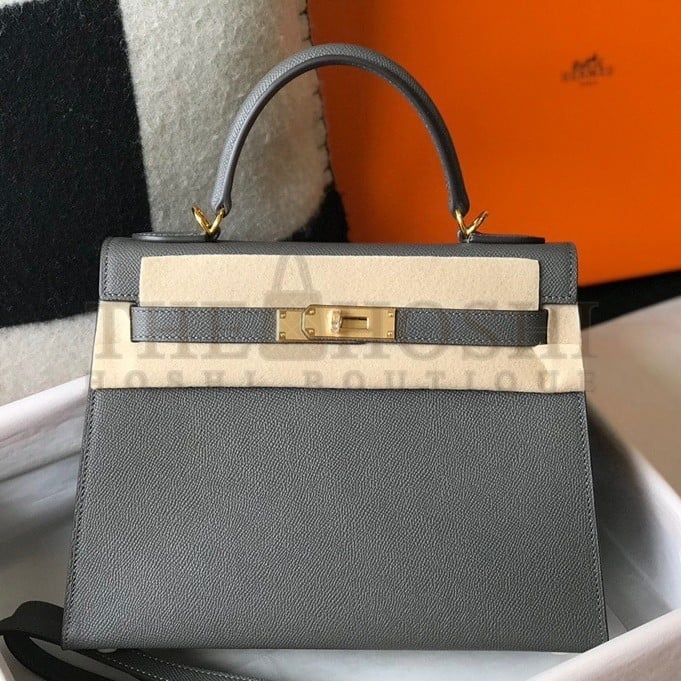 H**me5 Kelly 25cm Sellier Bag in Ardoise Epsom Calfskin GHW Master Quality