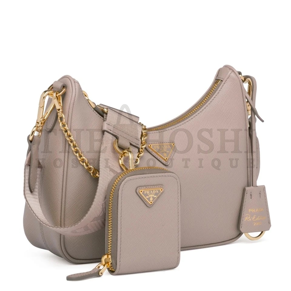 Pra*a Re-Edition 2005 Shoulder Bag In Taupe Saffiano Leather Master Quality