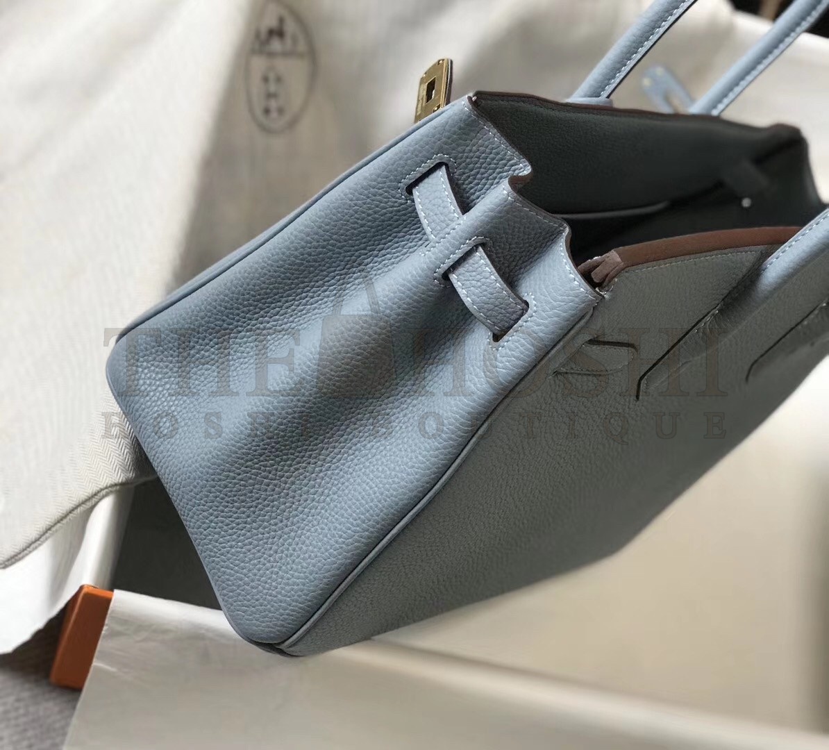 H**me5 Birkin 30cm Bag In Blue Lin Clemence Leather Master Quality