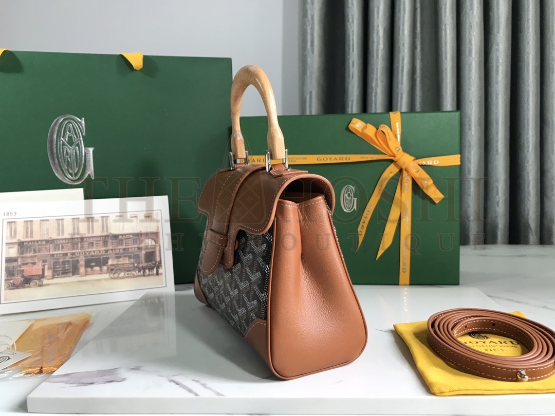 G09ard Mini Saigon Bag Brown Leather Wooden Handle 20x14.5x9cm Master Quality