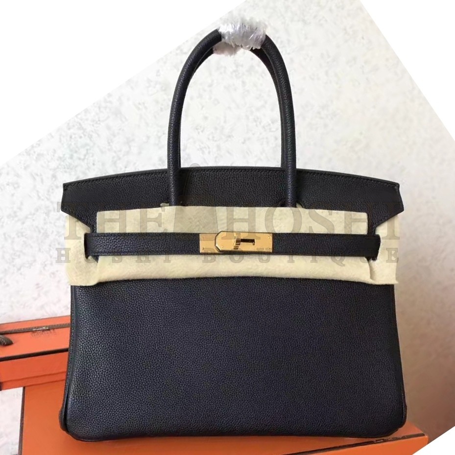 H**me5 Black Birkin 30cm Clemence Handmade Bag Master Quality