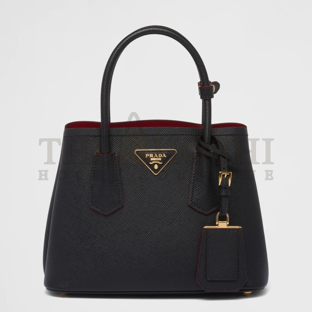 Pra*a Double Mini Bag In Black Saffiano Leather Master Quality