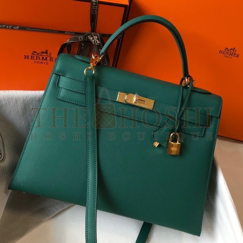 H**me5 Kelly 32cm Sellier Bag in Malachite Epsom Calfskin GHW Master Quality