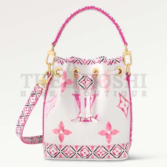 L0vis Vvtt0n LV Women Nano Noé Bucket Bag Pink Monogram Coated Canvas Master Quality