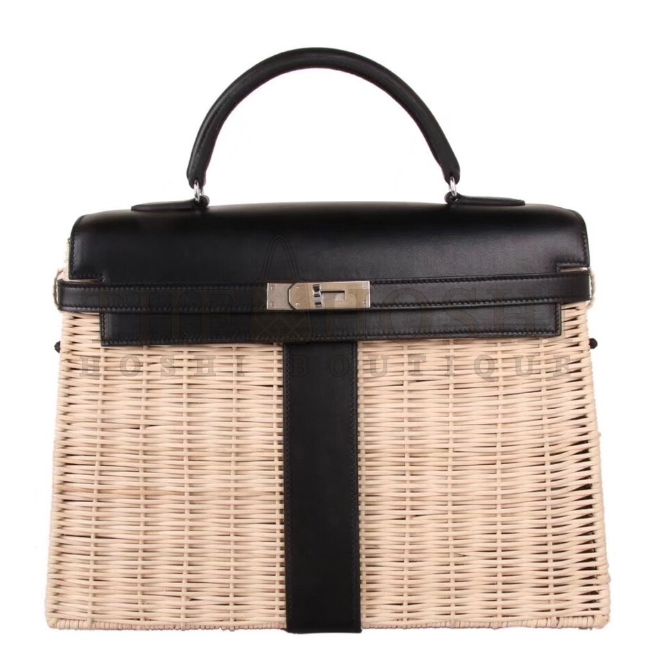 H**me5 Black Picnic Kelly 35cm Wicker Bag Master Quality