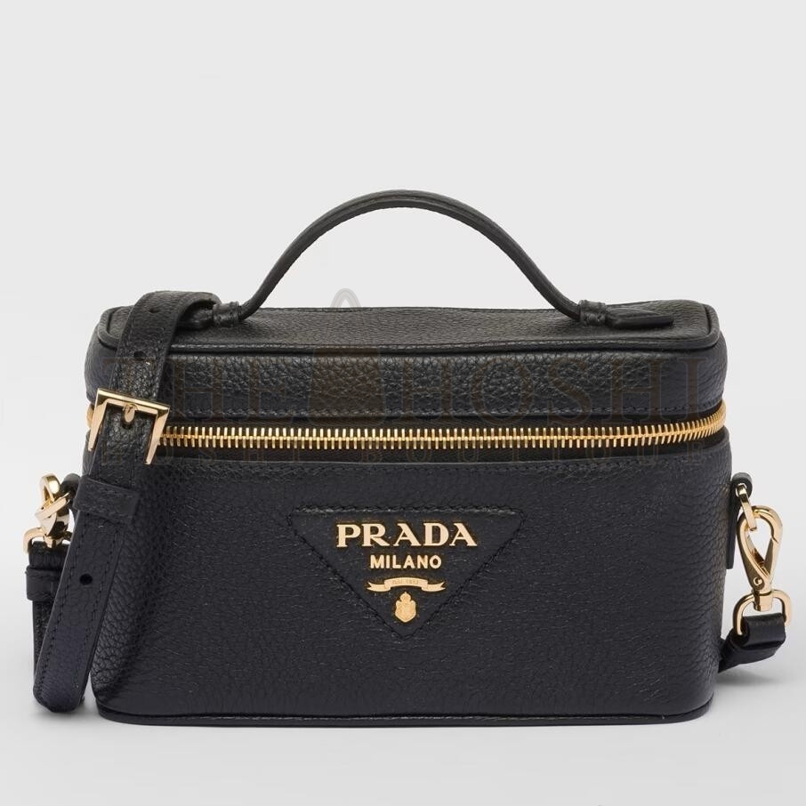 Pra*a Mini Vanity Bag in Black Grained Leather Master Quality