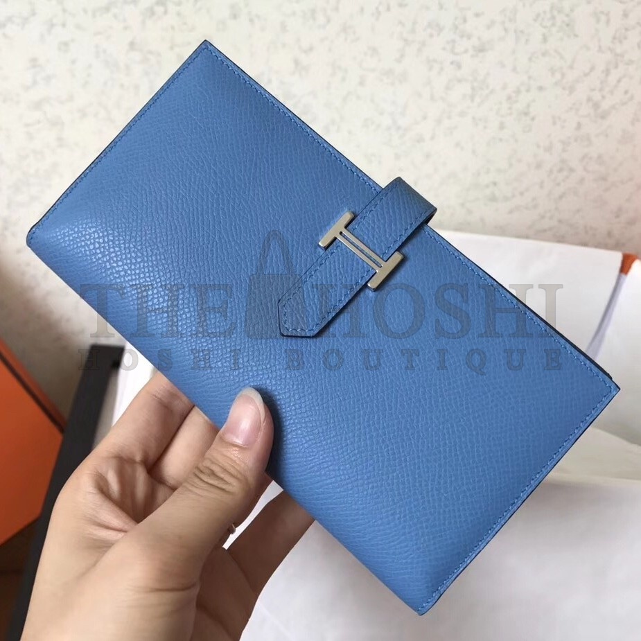 H**me5 Blue Jean Epsom Bearn Gusset Wallet Master Quality