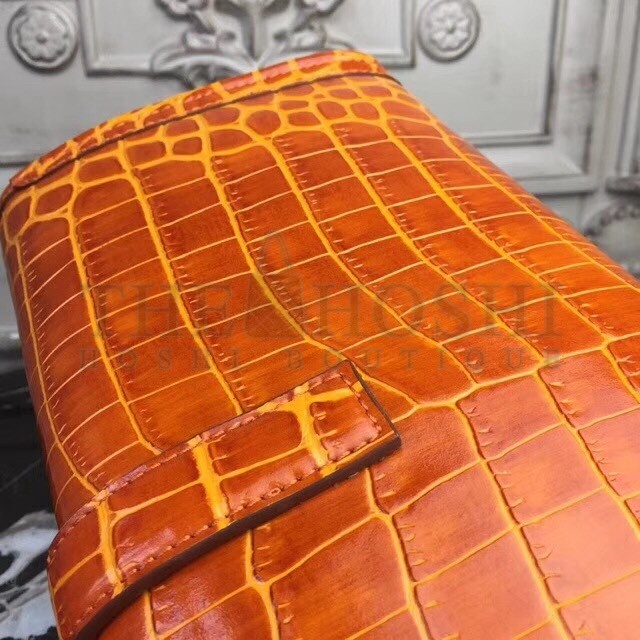 H**me5 Jige Elan 29 Clutch In Orange Crocodile Leather Master Quality