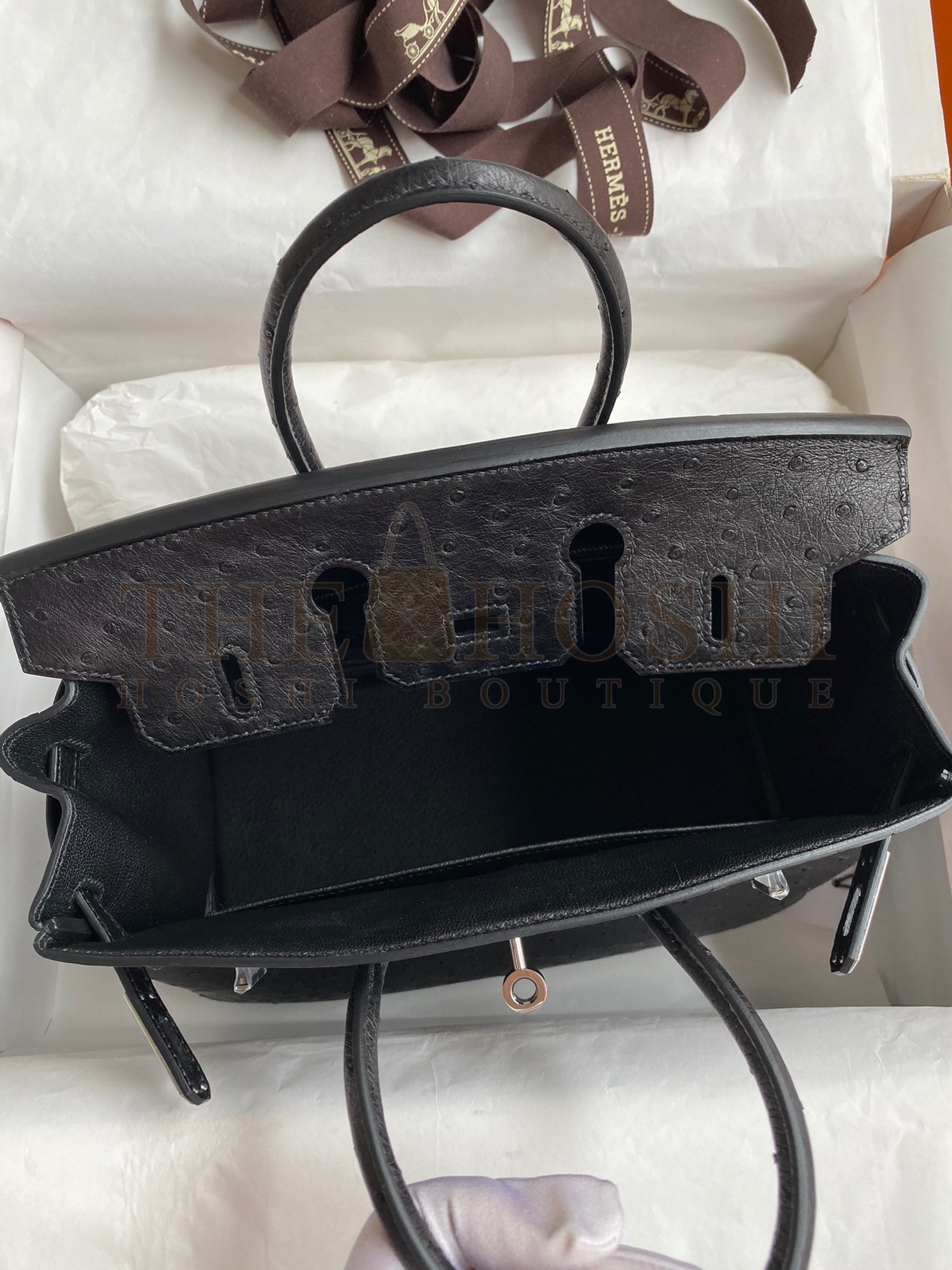 H**me5 Birkin 25 Retourne Handmade Bag In Black Ostrich Leather Master Quality