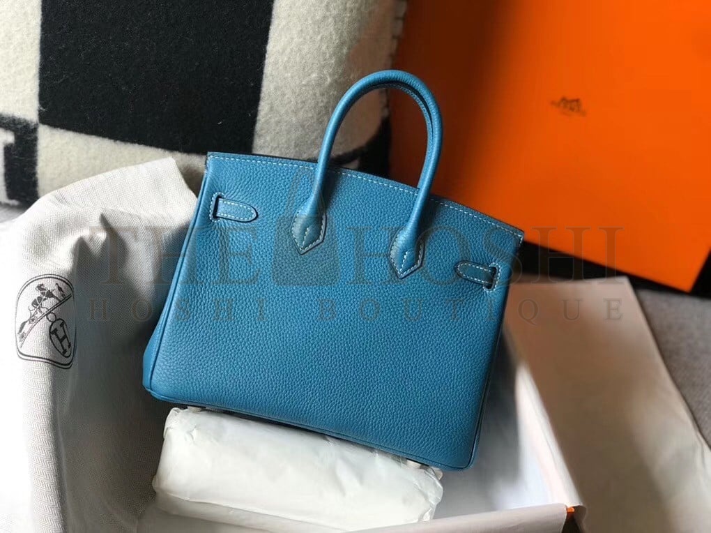 H**me5 Birkin 25 Bag In Blue Jean Clemence Leather with GHW Master Quality