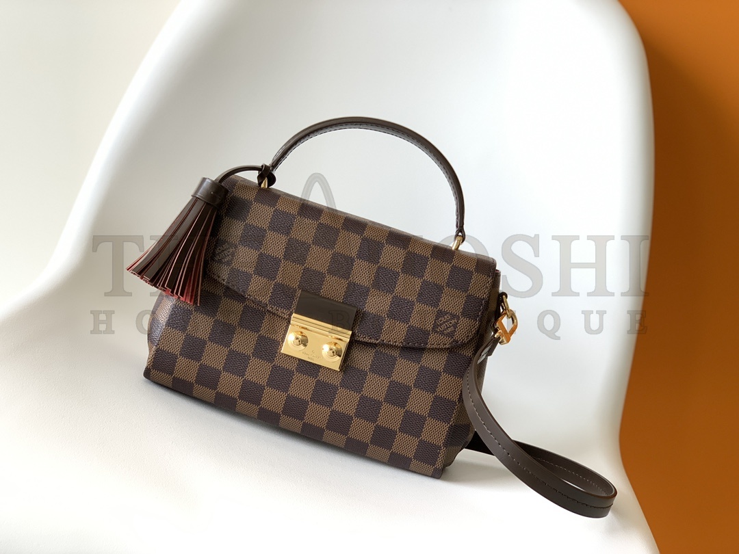 L0vis Vvtt0n LV Women Croisette Brown Damier Ébène Canvas Satchel N53000 Master Quality