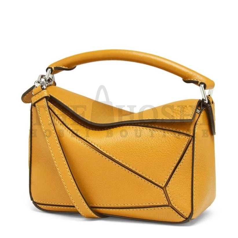 L0ew* Mini Puzzle Bag In Yellow Calfskin Leather Master Quality