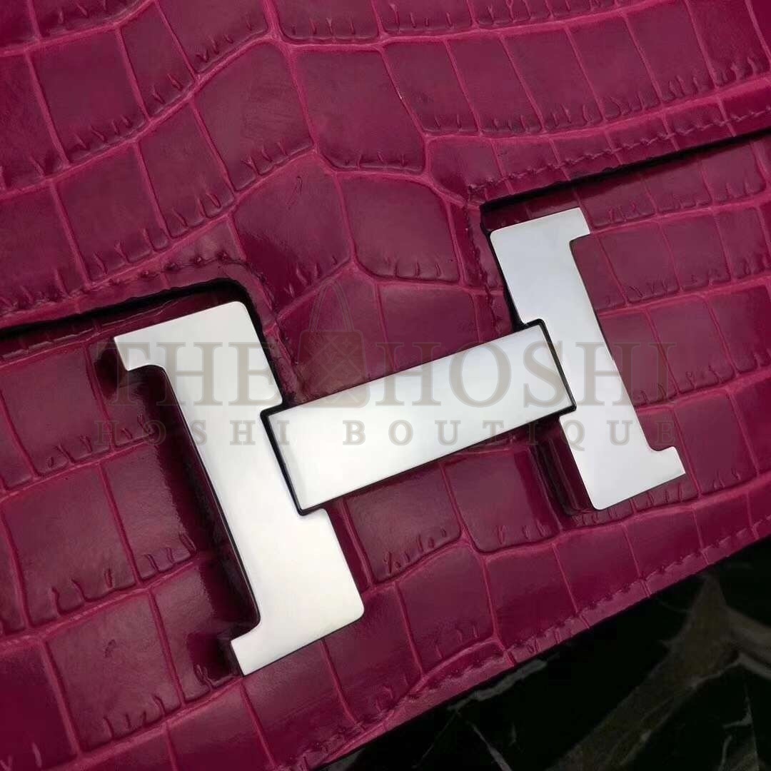 H**me5 Rose Red Constance MM 24cm Crocodile Bag Master Quality