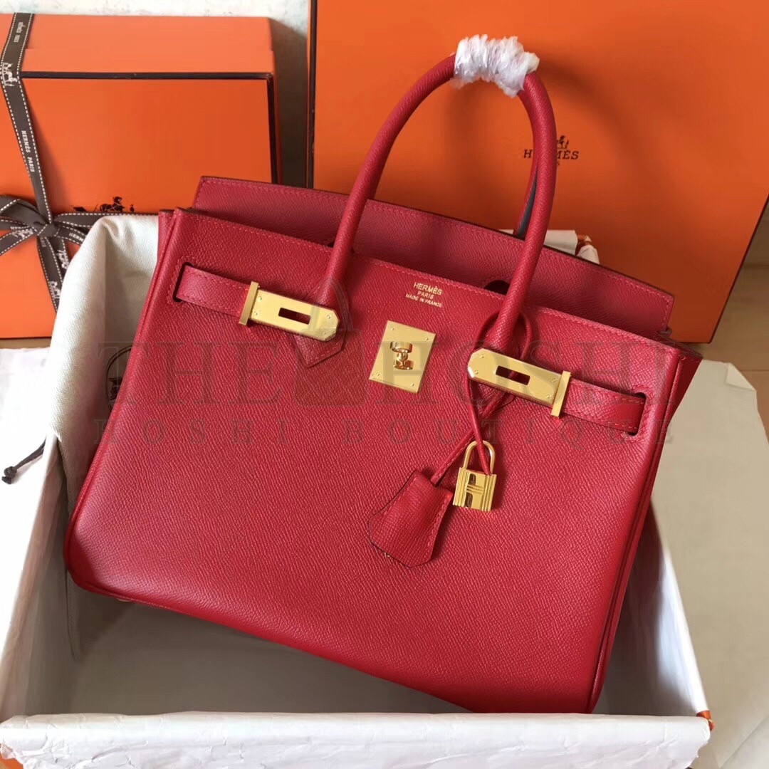 H**me5 Red Birkin 30cm Epsom Handmade Bag Master Quality