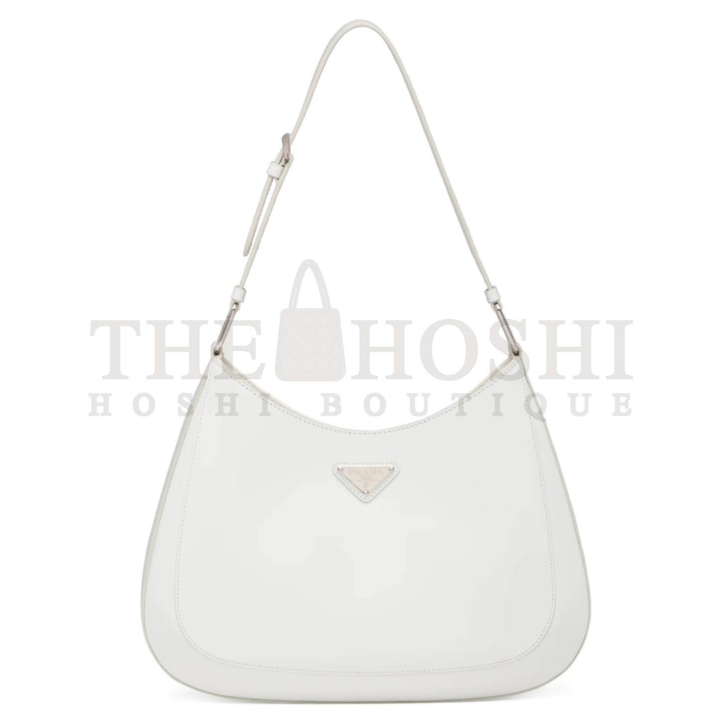 Pra*a Cleo Shoulder Large Bag In White Brushed Leather Master Quality