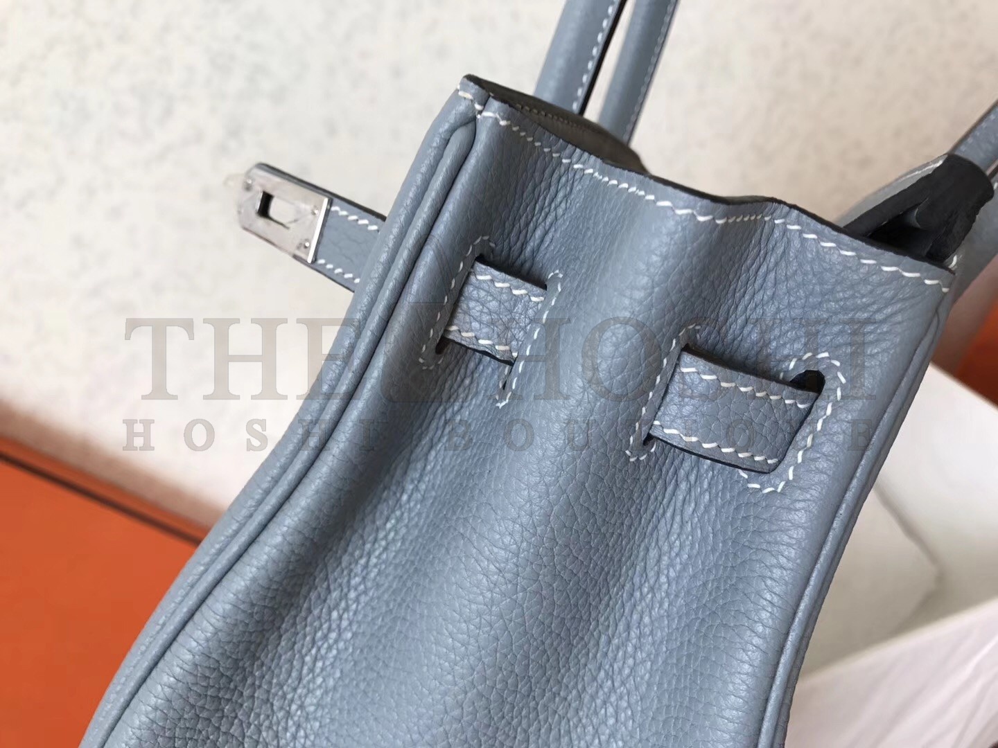 H**me5 Blue Lin Birkin 25cm Clemence Handmade Bag Master Quality