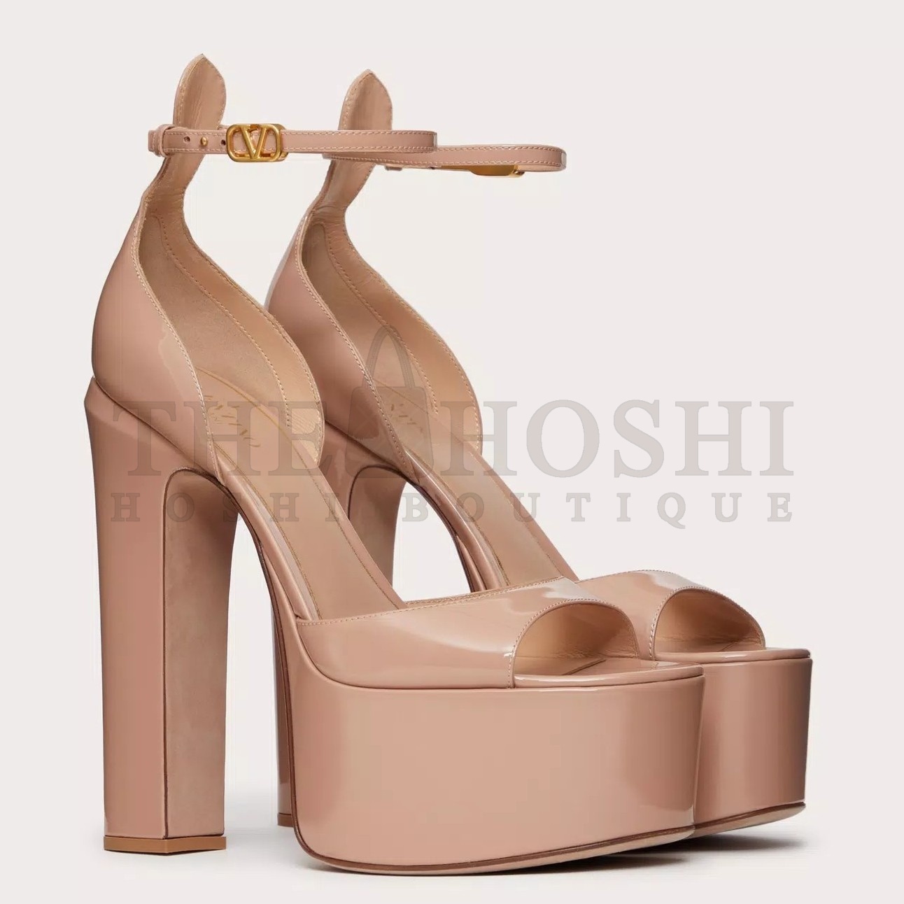 Va1e*ntin0 Tan-Go Platform Sandals 155mm In Rose Cannelle Patent Leather Master Quality
