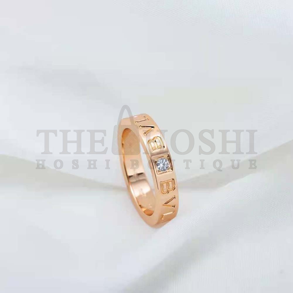 Bv1g*ai Women Bv1g*ai Bv1g*ai Ring 18 KT Rose Gold Ring with D1am0nd Master Quality