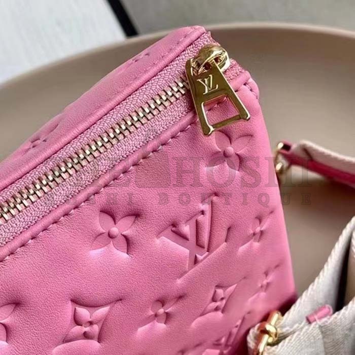 L0vis Vvtt0n LV Women Coussin PM Handbag Rose Bonbon Pink Lambskin Cowhide Leather Master Quality