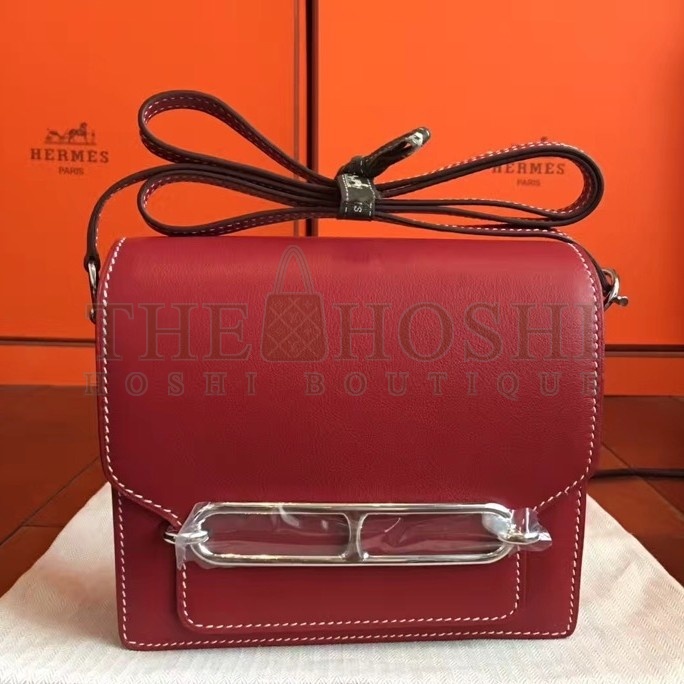 H**me5 Mini Sac Roulis Bag In Red Swift Leather Master Quality