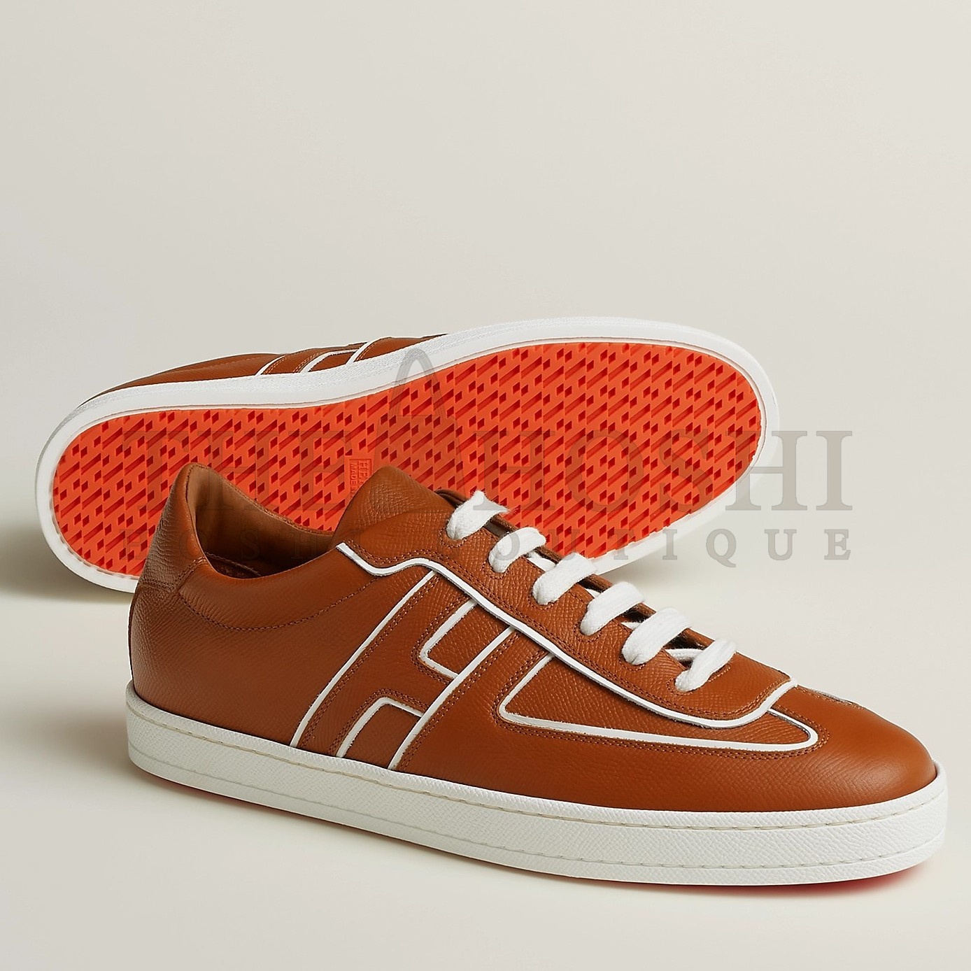 H**me5 Boomerang Sneakers In Brown Epsom Calfskin Master Quality