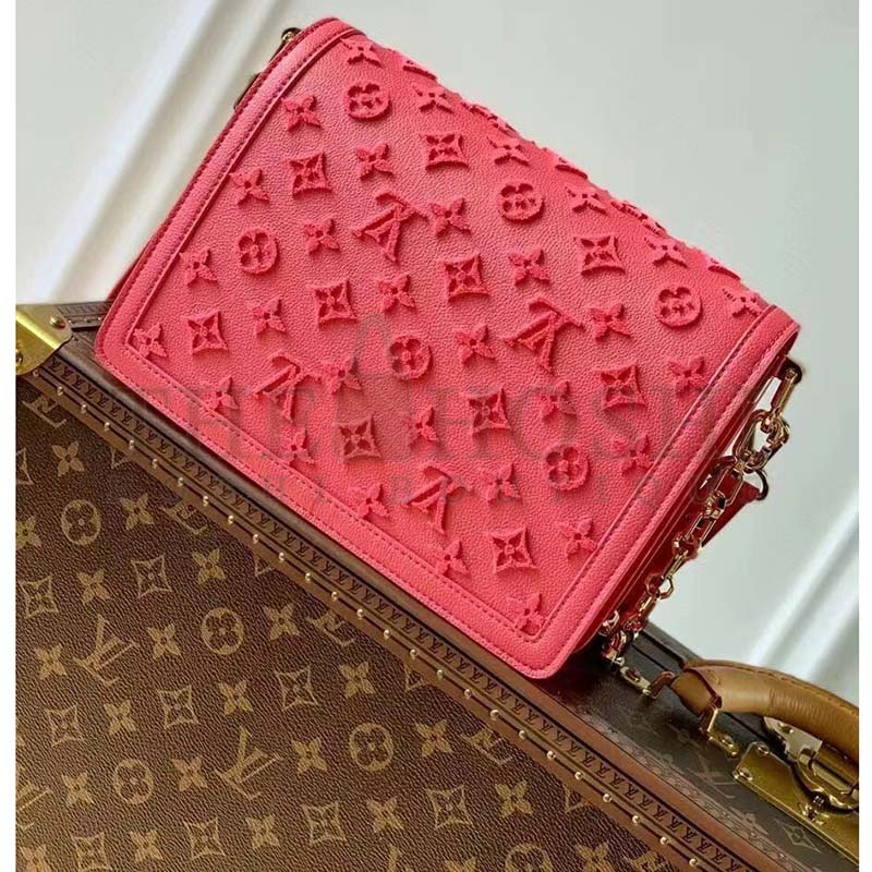 L0vis Vvtt0n LV Women Mini Dauphine Handbag Fluo Pink Tufted Grained Calfskin Leather Master Quality