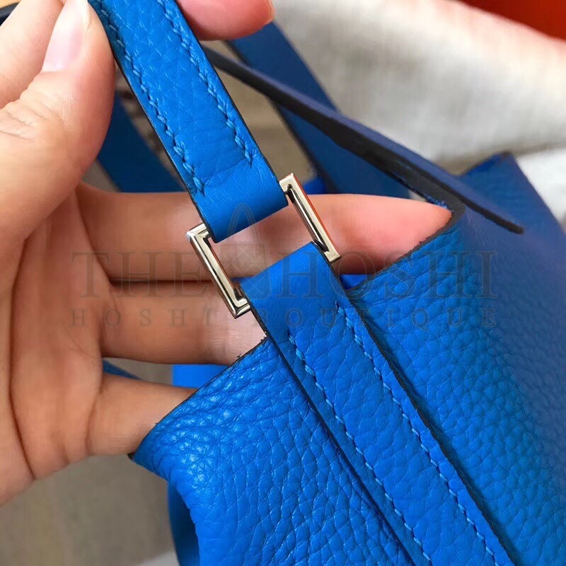 H**me5 Blue Hydra Picotin Lock MM 22cm Handmade Bag Master Quality