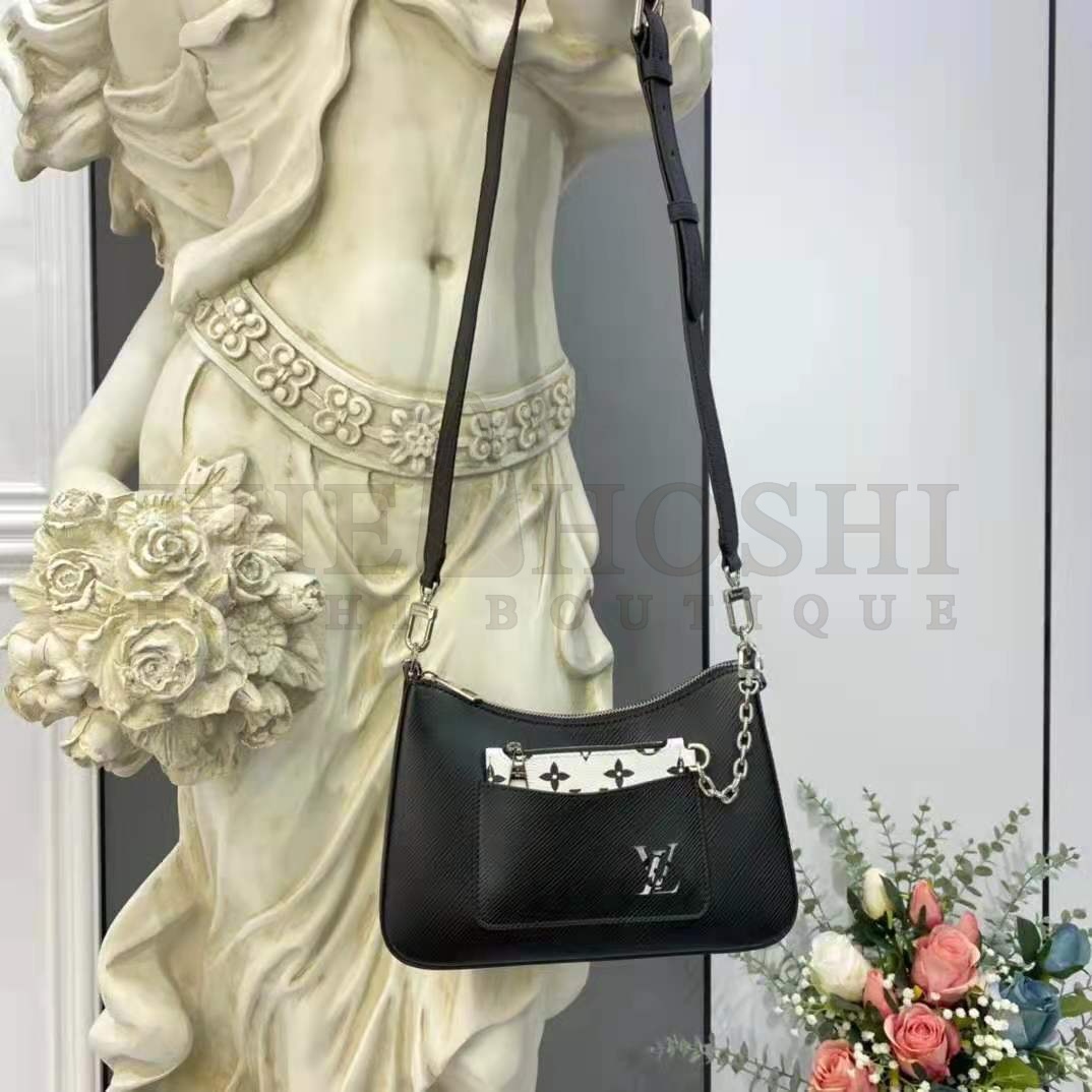 L0vis Vvtt0n LV Women Marelle Handbag Black Epi Grained Cowhide Leather Canvas Master Quality