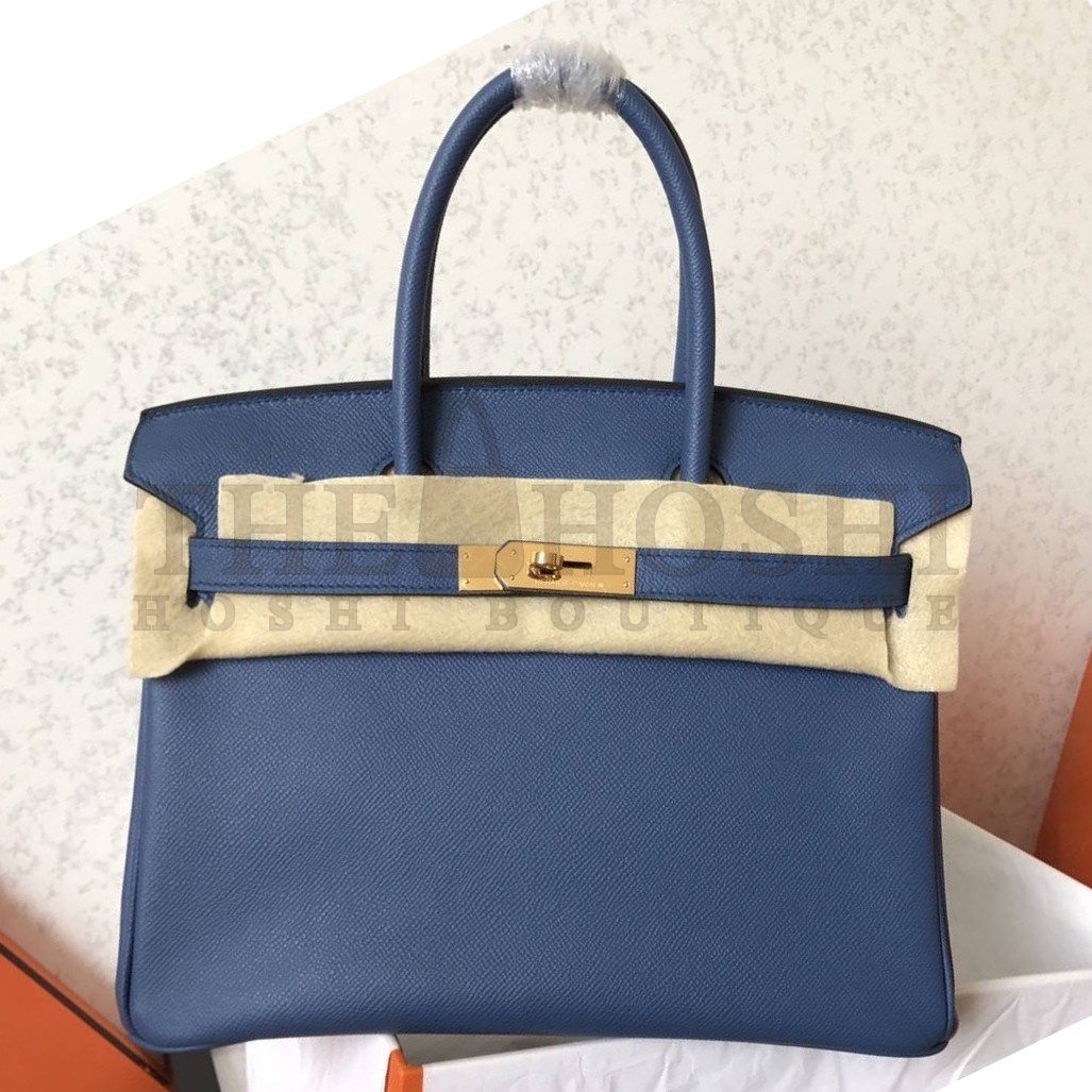 H**me5 Blue Jean Birkin 30cm Epsom Handmade Bag Master Quality
