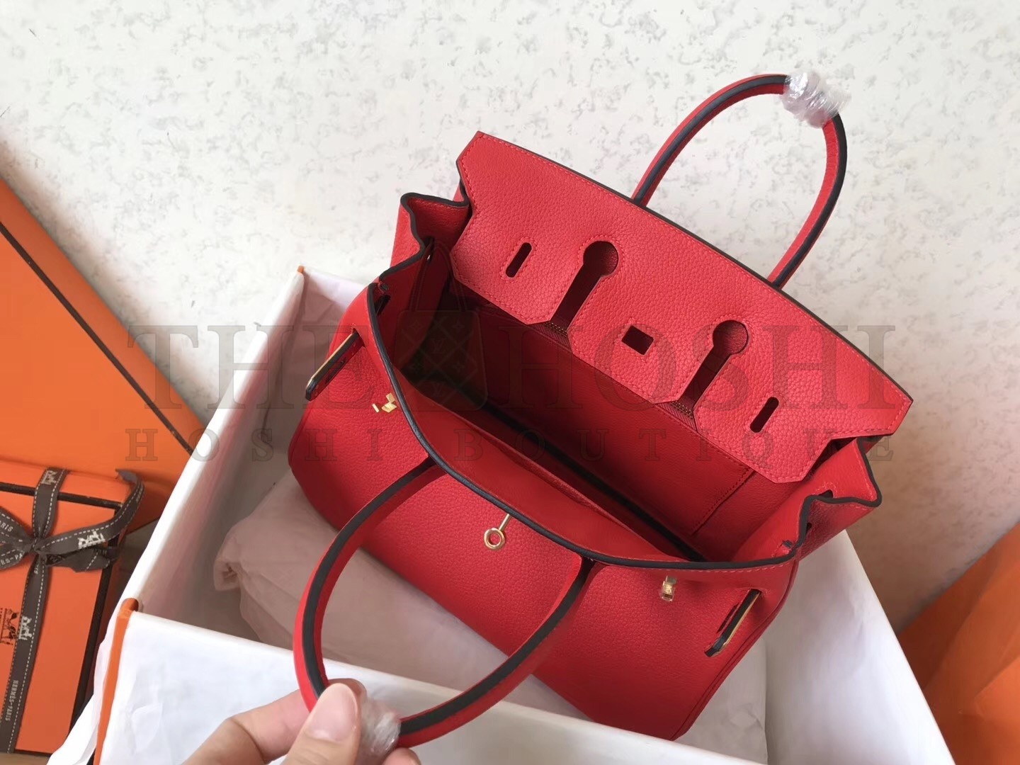 H**me5 Red Birkin 25cm Clemence Handmade Bag Master Quality