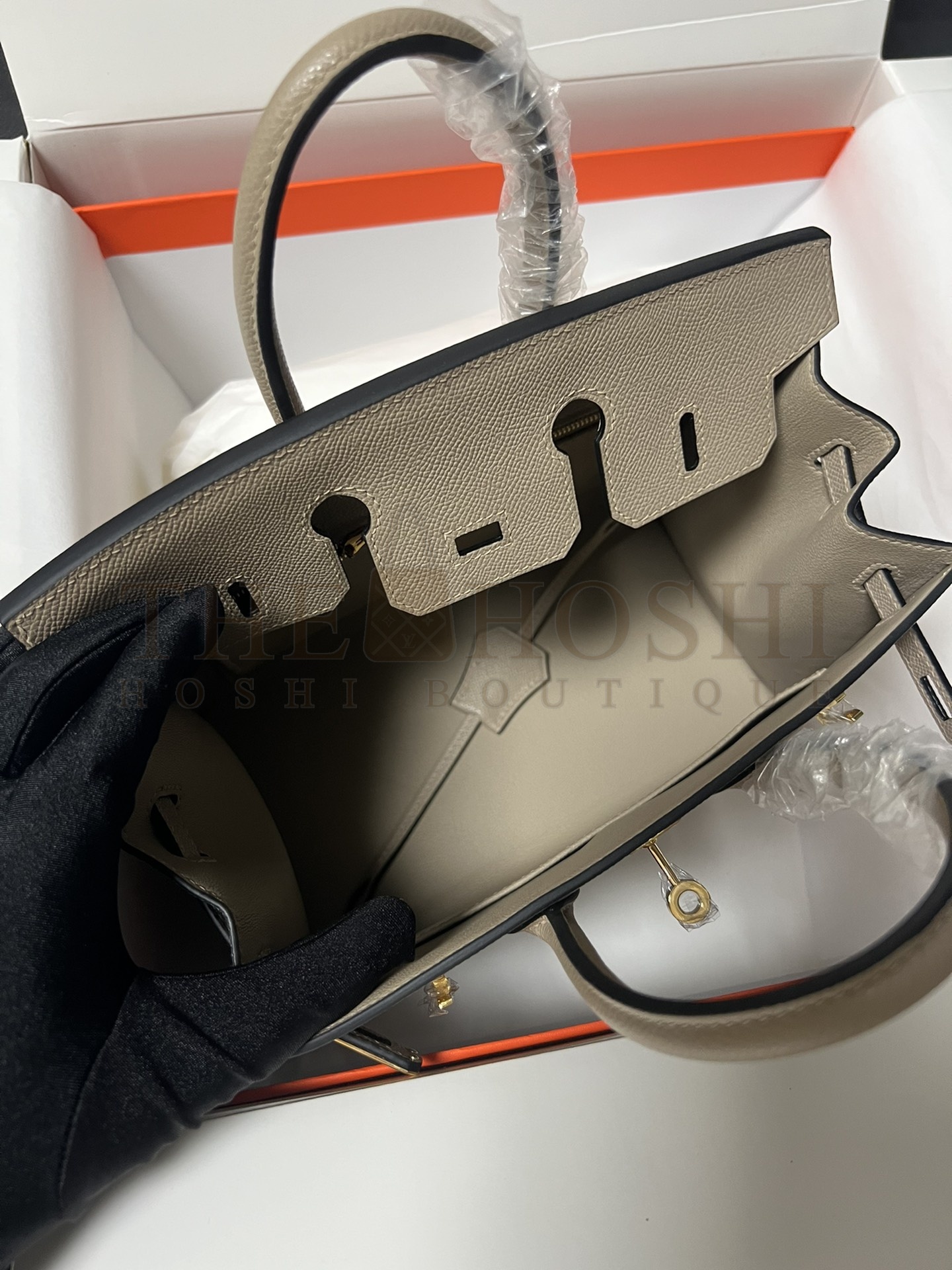 H**me5 Birkin 25 Retourne Handmade Bag In Taupe Epsom Calfskin Master Quality