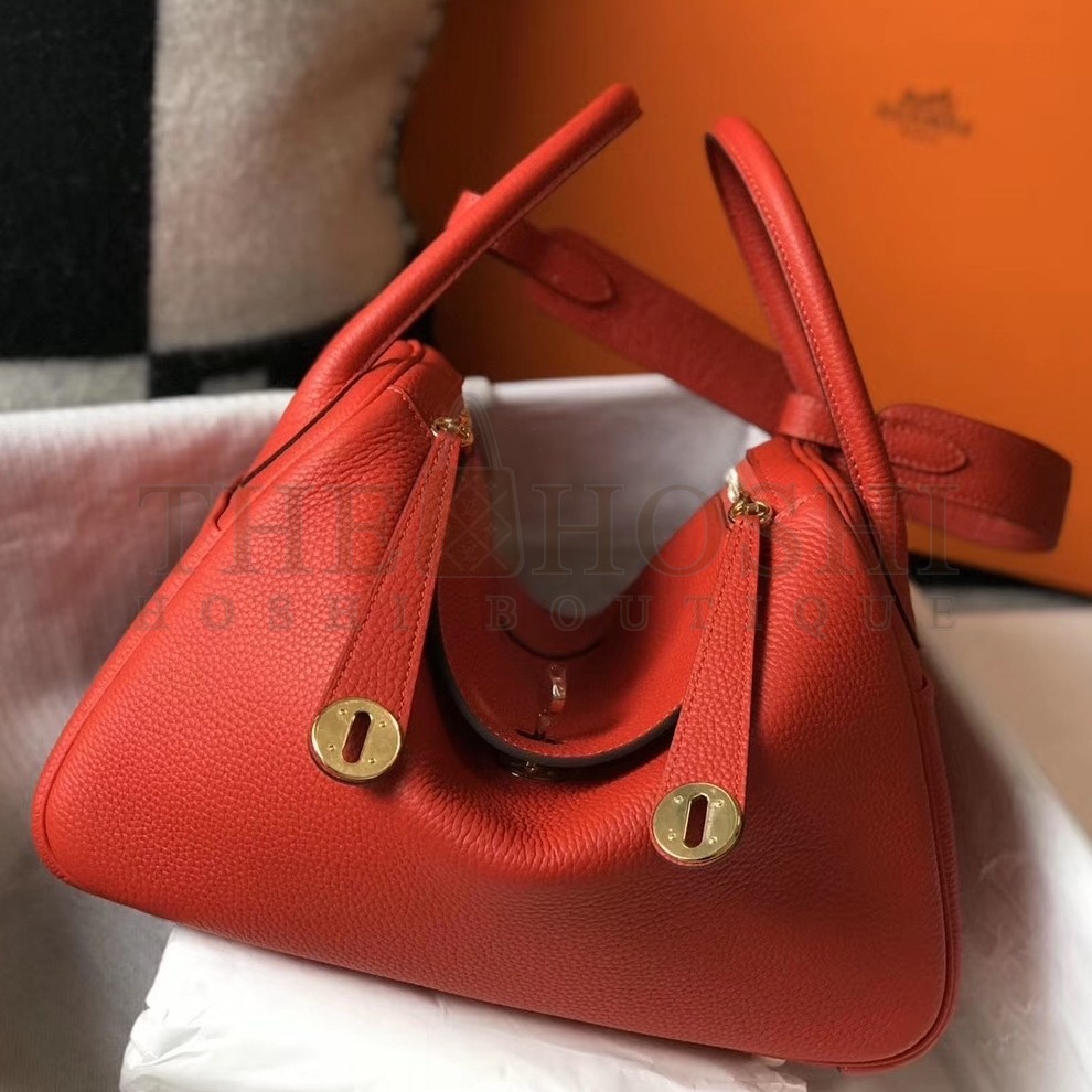 H**me5 Lindy 30cm Bag In Red Clemence Leather Master Quality