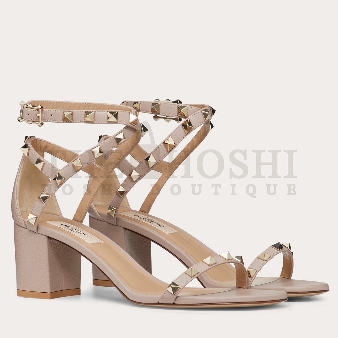 Va1e*ntin0 Rockstud Sandals 60mm In Poudre Calfskin Master Quality