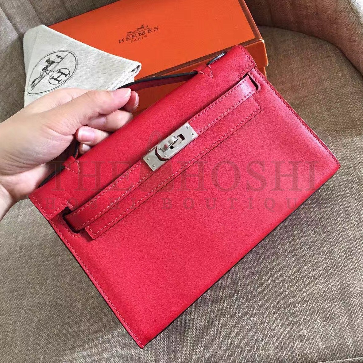 H**me5 Red Kelly Pochette Swift Handmade Bag Master Quality