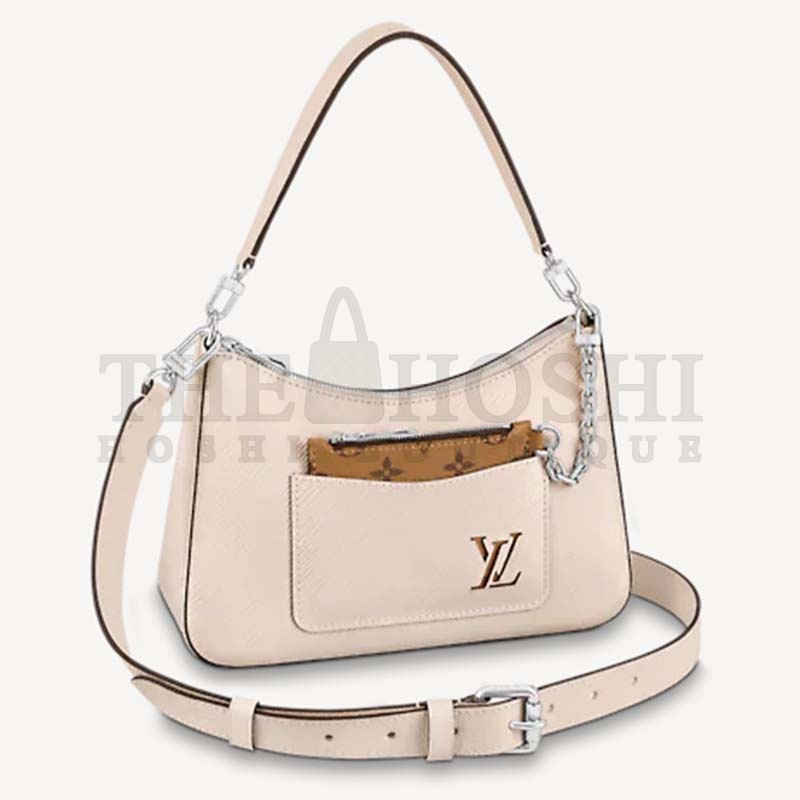 L0vis Vvtt0n LV Women Marelle Handbag Quartz White Epi Grained Cowhide Canvas Master Quality
