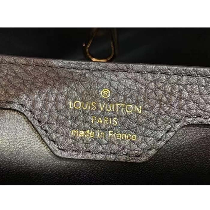 L0vis Vvtt0n LV Women Capucines MM Handbag Black Fusain Cognac Taurillon Cowhide Leather Master Quality