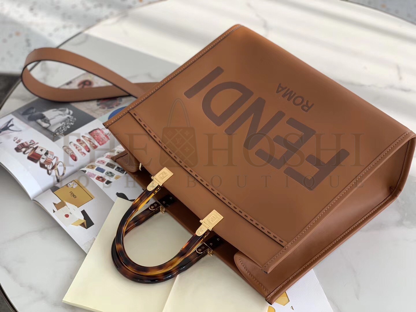 F**di Sunshine Medium Tote Bag In Brown Calfskin Master Quality