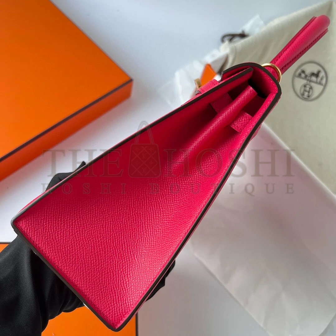 H**me5 Kelly Sellier 28 Handmade Bag In Rose Extreme Epsom Calfskin Master Quality