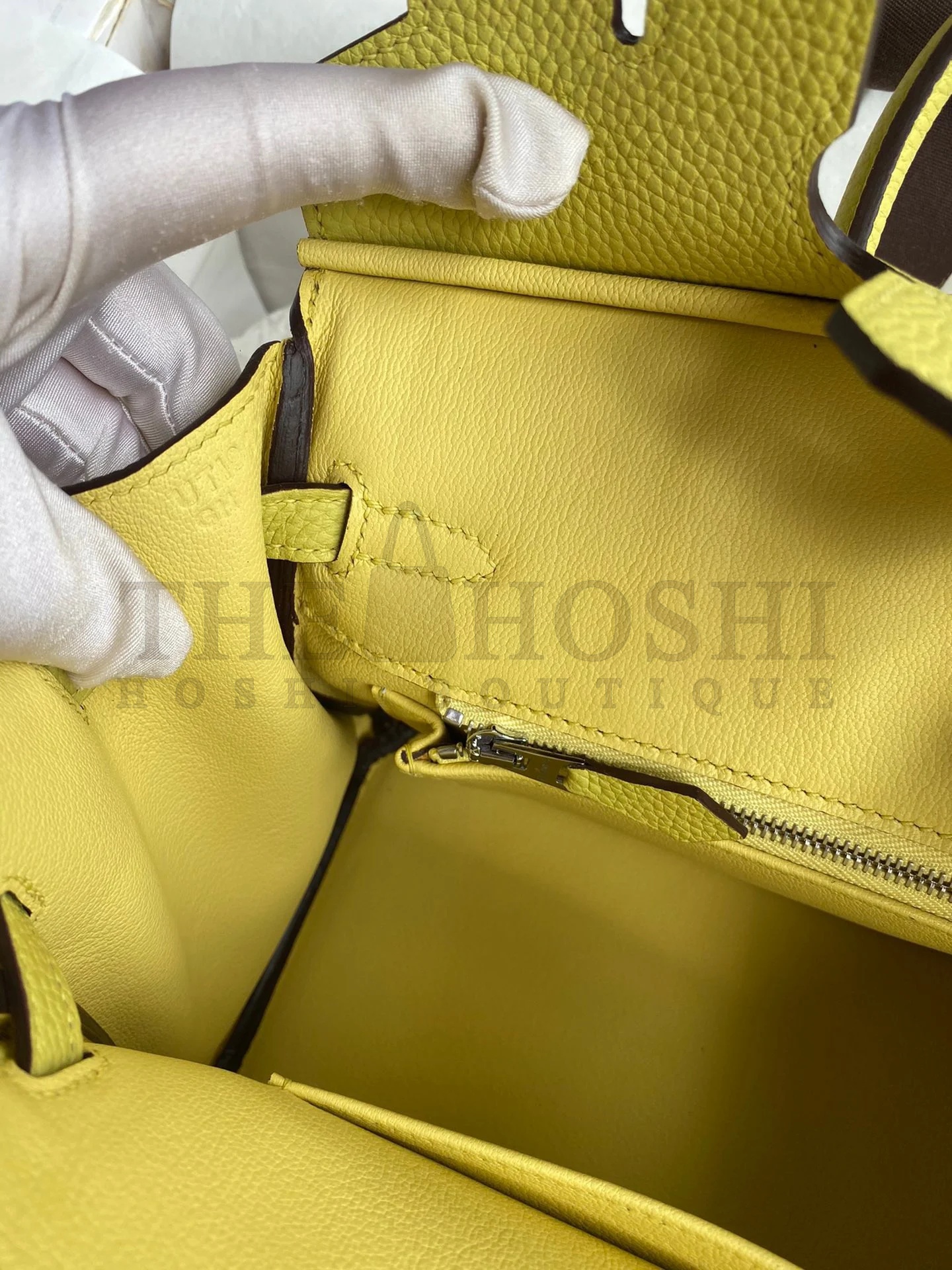 H**me5 Birkin 25 Retourne Handmade Bag In Jaune Poussin Clemence Leather Master Quality
